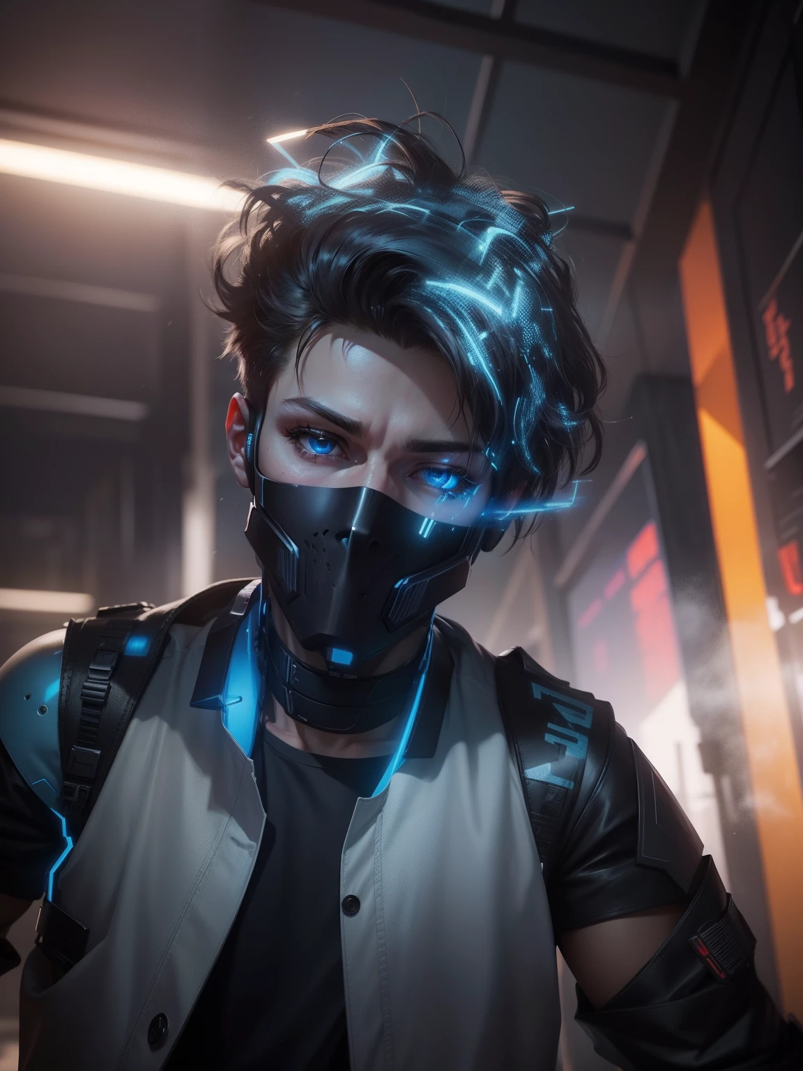 Cyber punk, realistic face, smart boy, realistic, 8k quality, Ultra realistic,