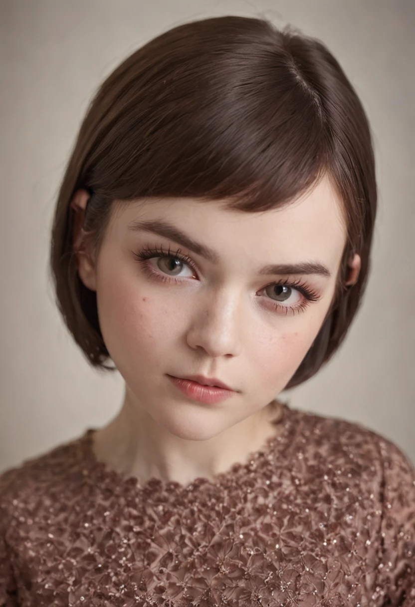 Americana、drooing eyes、Short hairstyle、Little fat girl、Grumpy face
