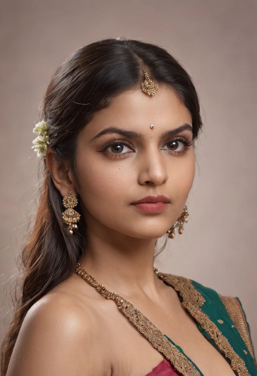 beautiful mature Indian college girl, naked, hot boobs, fully naked giving a pout face, one finger in her pussy