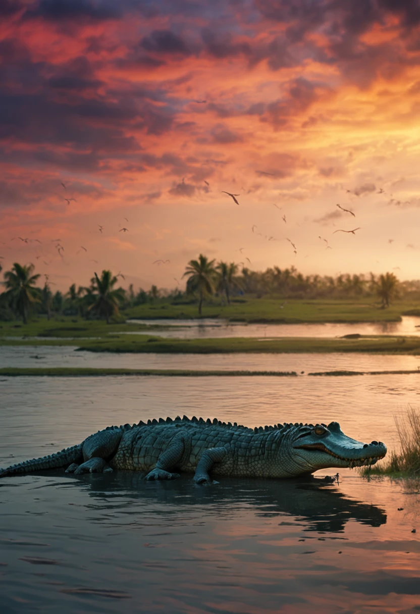 many saltwater crocodiles near ocean islands