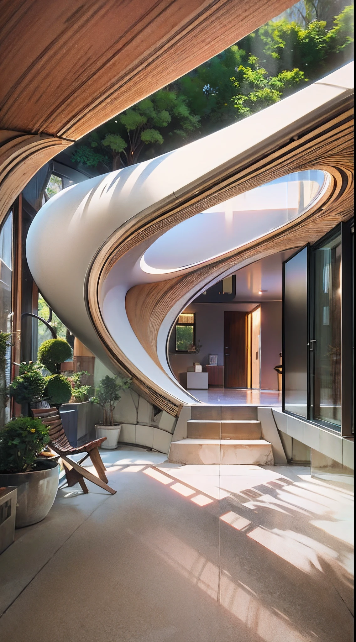 Step into an architectural wonder that challenges conventions with bold symbolism. The entrance to the house resembles the delicate form of a vulva , embracing the organic curves of femininity. The exterior walls undulate, mimicking the intimate contours with a sense of openness and warmth. This design choice transcends traditional boundaries, evoking a sense of both intrigue and empowerment. As you cross the threshold, the house envelops you in a space that exudes comfort and intimacy. Natural light cascades through windows, emphasizing the harmony between the architectural design and the natural world. This dwelling is a tribute to the beauty of femininity and an artistic celebration of the human form.