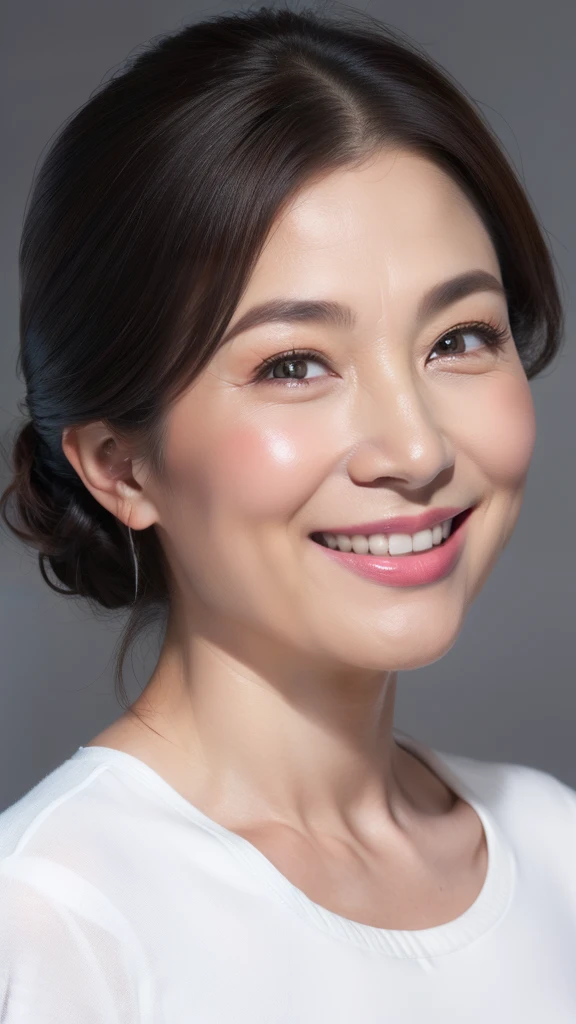 (masterpiece:1.4),(60-year-old woman:1.4),(facial wrinkles 1.2),smile,lingerie