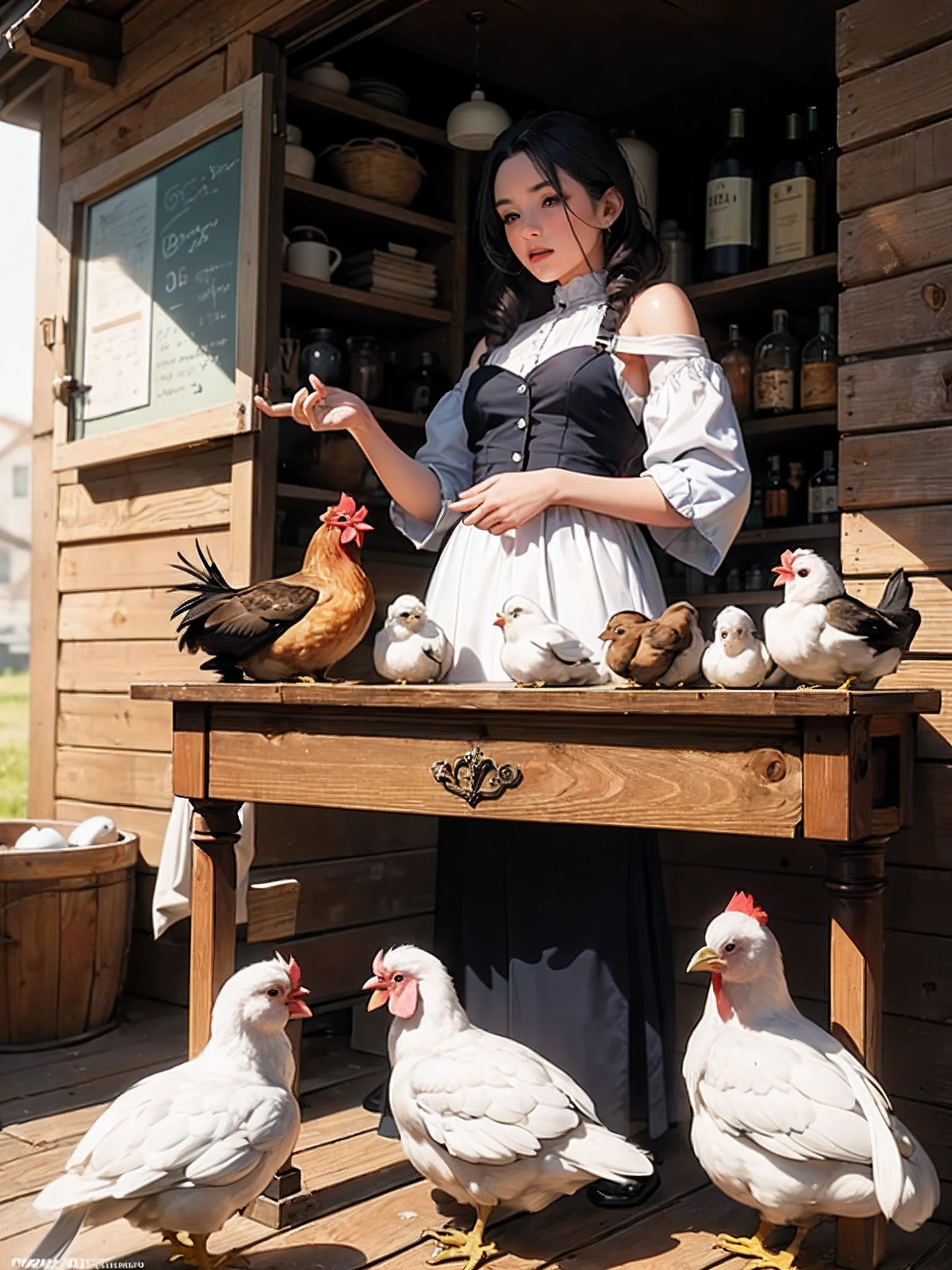 Egg,The chick,The chick,Chickens catch worms,hen,(((adolable))),cubismo,tmasterpiece,UHD,4k,the detail