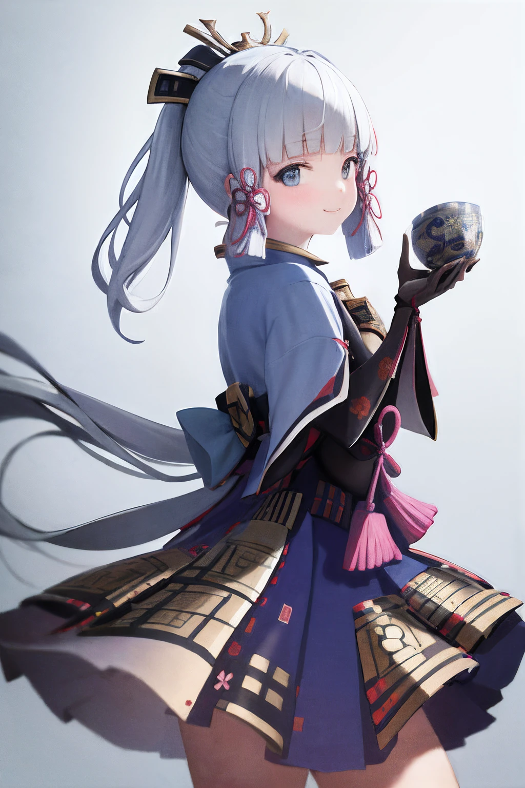 masterpiece, highres, best quality, 1girl solo, kamisato_ayaka, smile, kimono