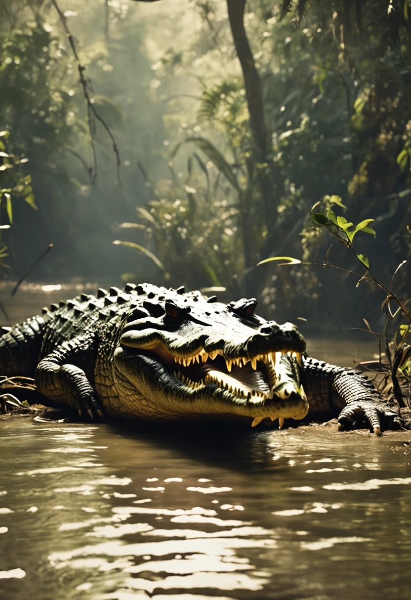saltwater crocodile attacks on English soldiers in the swamps Ramree Island in Burma