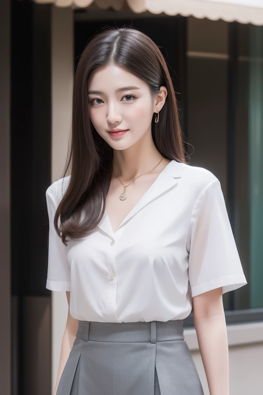 ulzang-6500-v1.1, (RAW photo:1.2), (Photorealistic:1.4), Beautiful detailed girl, Very detailed eyes and face, Beautiful detailed eyes, Super detailed, high resolution, Very detailed, Best quality, Full body street photography
外貌:
- Slender and curvy,Taller than normal,The tall figure stands out in the office。
- High nose bridge and well-defined features,Let her face radiate natural elegance and intelligence。
- Big shiny eyes,Bright as the stars,Reveals a dynamic glow。
- Smooth skin,Looks delicate and healthy,It adds a touch of mystery to her。
Makeup:
- Light and natural makeup,Highlight her native beauty,It makes people feel that she can confidently show her charm without too much embellishment。
- Slender and shaped eyebrows,Neatly outlined her eyes,Highlight her temperament and confidence。
- Apply light pink lipstick,Soft and charming,It adds a touch of playfulness。
clothes:
- High-quality professional wear,Cut to fit,Show her elegant and professional side。Classic black or dark gray suit with white shirt,It reflects her confidence and sense of authority。穿着黑丝袜,凸显长腿,高跟鞋
- The slender and slim curve of the legs is accentuated in the well-fitting skirt or shorts,It gives an impression full of confidence and charm。
- Accessories are simple and sophisticated,For example, a carefully selected watch or necklace,Add a delicate touch to the overall look。