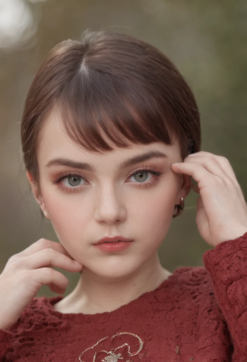 Ukrainian、drooing eyes、Short hairstyle、Little fat girl、Grumpy face