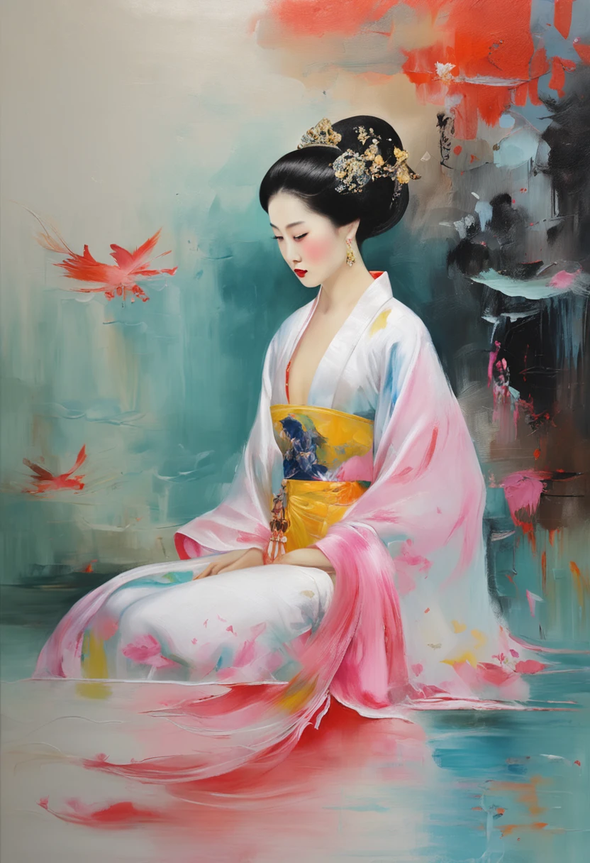 ((Masterpiece,Best quality)),(1girll, Solo:1.4),美丽细致的眼睛,floated hair,white backgrounid,Buble,Fluorescence,Water made up of girls,Gorgeous Chinese costumes,clean backdrop,National tide wind,clouds,wave,Eau,wave,Water Technique,1girll,Flying long hair,florals,An oriental dragon composed of water,Cyan and white,Works of masters,HighestQuali,high detal,8K