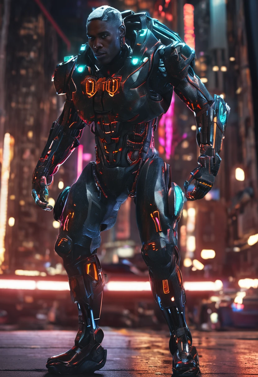 dark male cyborg cyberpunk