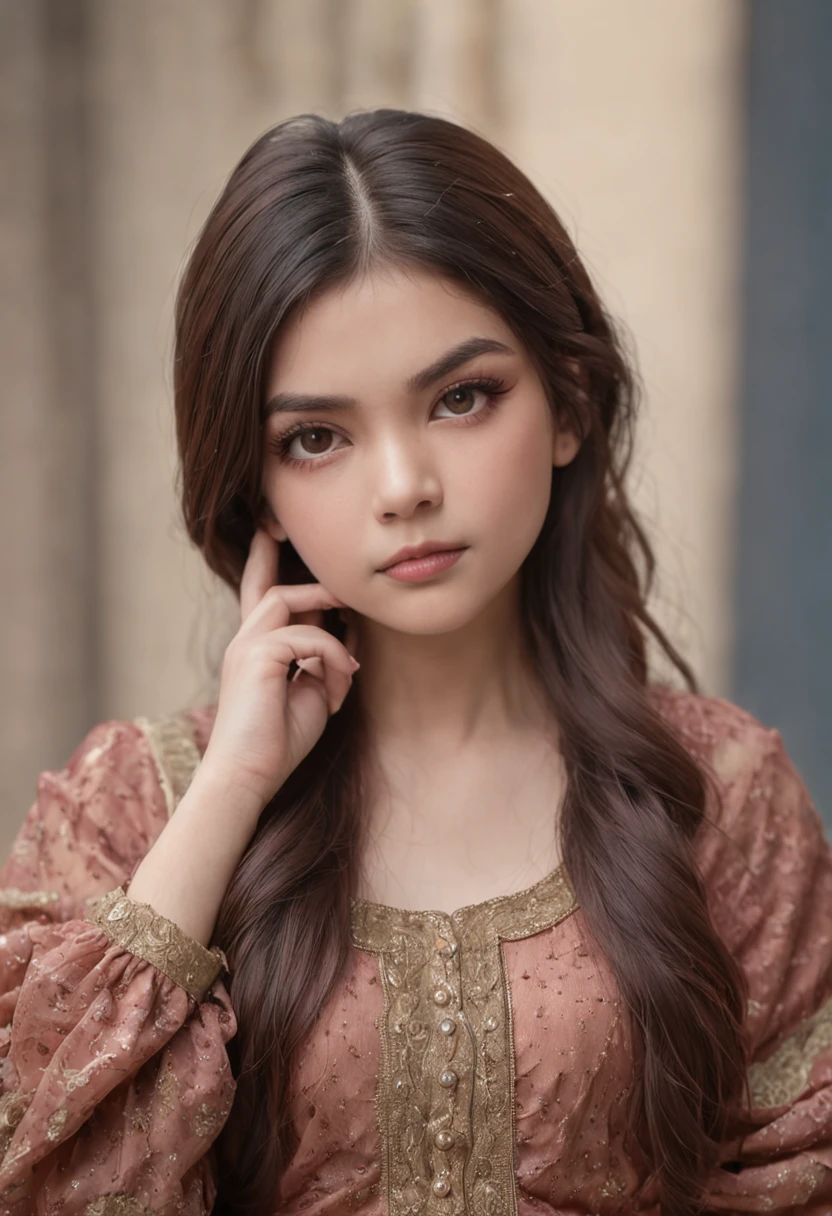 Indian、drooing eyes、Short hairstyle、 fat girl、Grumpy face