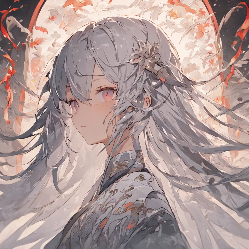 (White background:1.4),(Silhouette of a girl's head, Eyes closed, long hair with gray hair, Oriental elements),(Chinese Illustration:1.3,paper art:1.3, Quilted Paper Art:1.2),( Reasonable design, Clear lines, High Sharpness,Best Quality, Very detailed, masutepiece, Movie Light Effects, 4K )