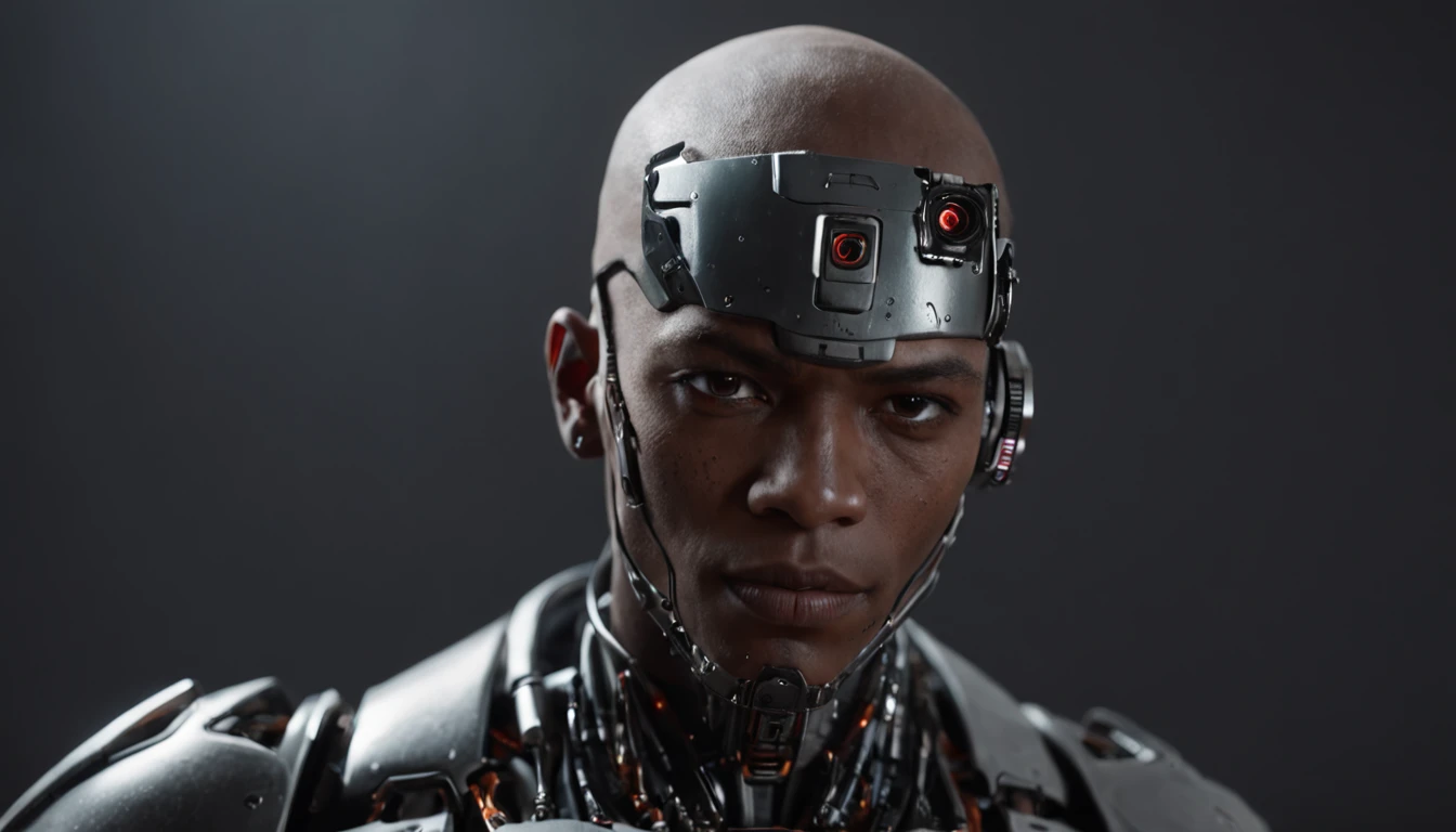 dark male cyborg cyberpunk