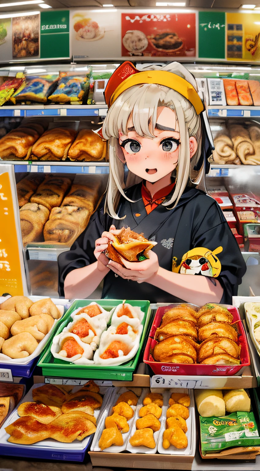 (master part, best quality, extremamente detalhado:1.5) INTERVALO 1girl, foco solo, Uma menina no supermercado gyoza bolinhos jiaozi, varios angulos