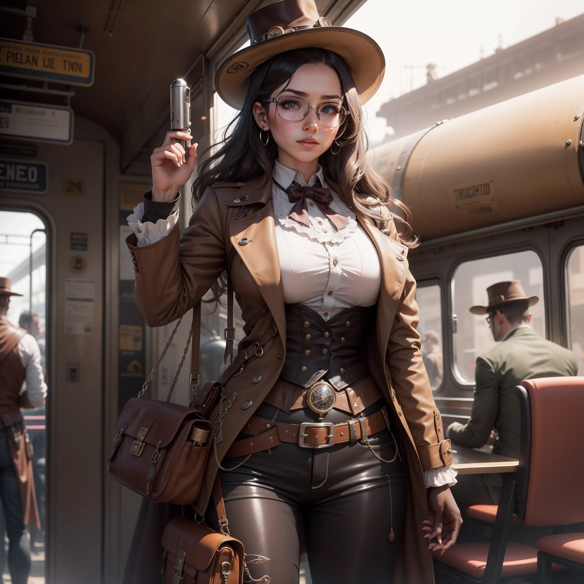 steampunk, sexy woman, short pants,
