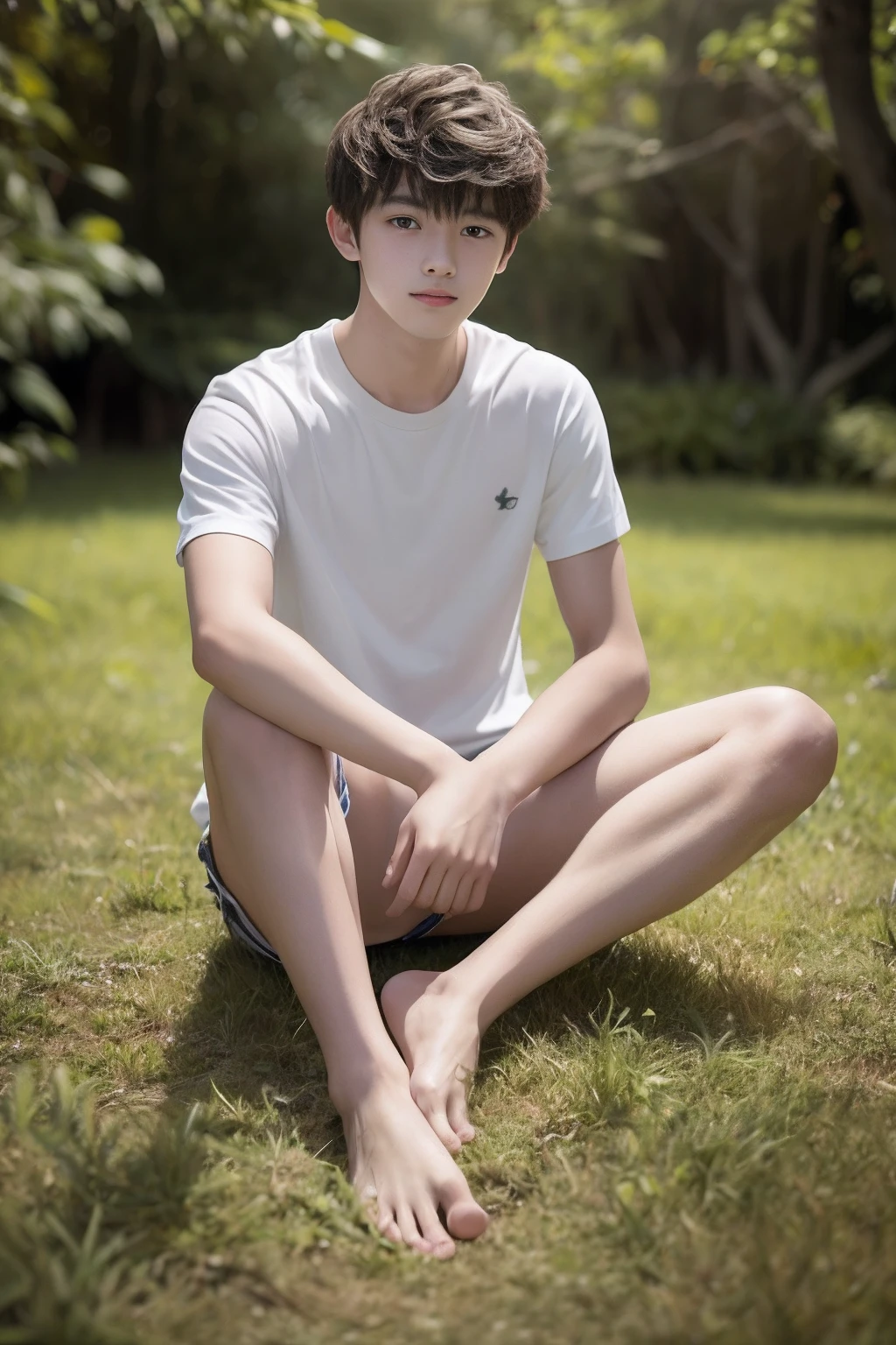  boy，Barefoot，Handsome，adolable，White and tender，
