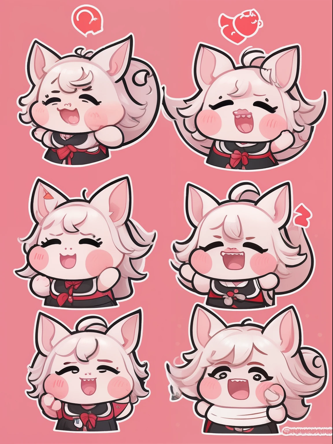 a little pig, multiple poss and expressionsas ,angry, happycogyettish, as an illustration set, in the style of bold mangalines, dynamic pose, dark white, unused sticker sheet, telegram sticker design, sticker sheet, telegram sticker