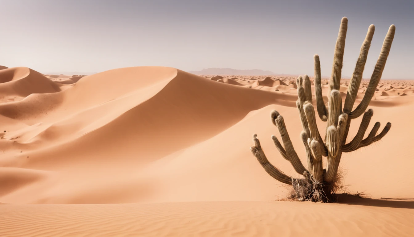 concept-art ((Vast desert)),oasis in the desert.Desert cactus ,sprawling，Empty，（Sand），（NOhumans），desolated，blurryforeground，depth of fields，k hd，Detailed details，Best picture quality，Light and shadow effects，Movie special effects， Digital artwork, illustrated, painting of a, Matte painting, Highly detailed，A mirage in the distance