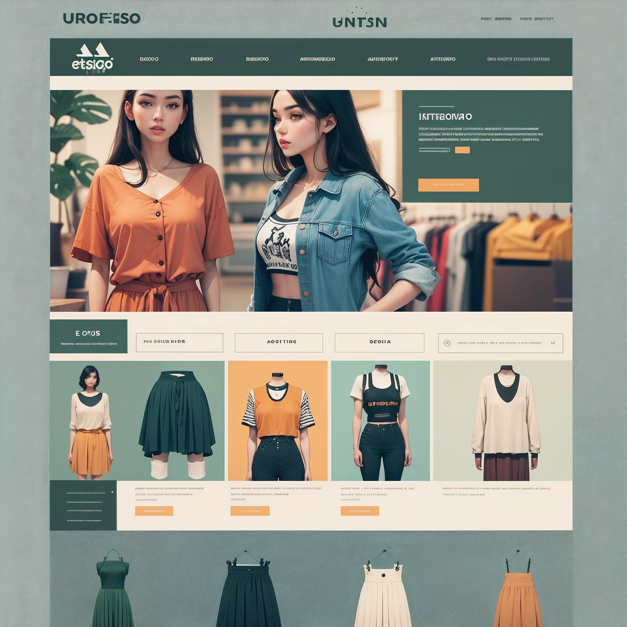 ui for eco-friendly fashion store website, retro design, bold and vibrant --auto --s2