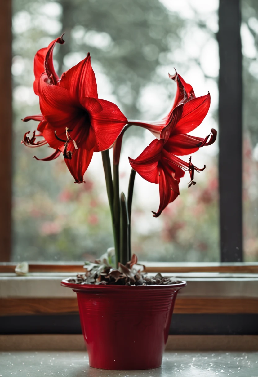 amaryllis Wither petals falling saddened