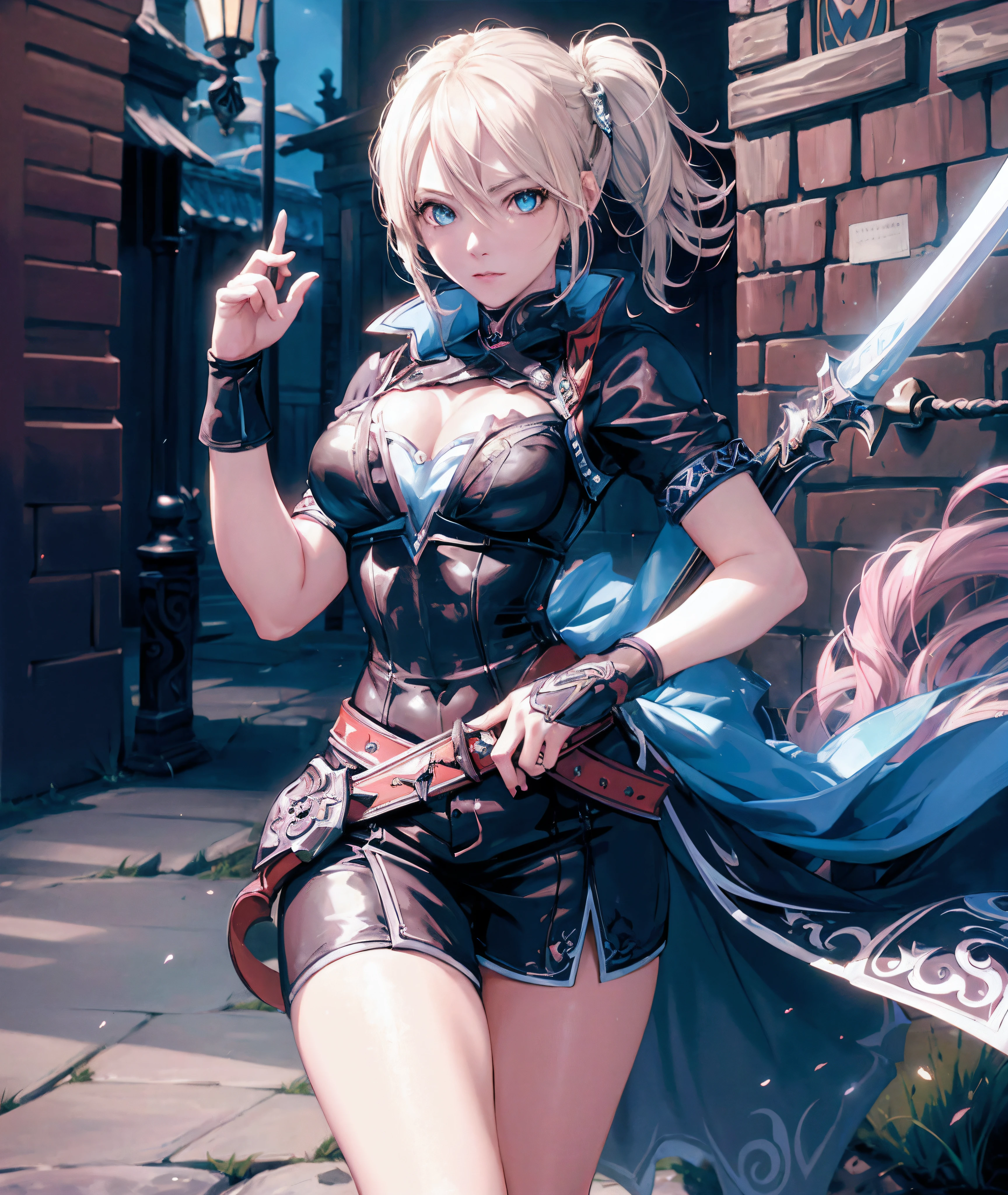 Anime - imagem de estilo de uma mulher em um vestido curto segurando uma espada, Artgerm extremamente detalhado, 2. 5 d cgi anime fantasia arte, arte de anime digital detalhada, Alice X. Zhang, por Yang J, estilo shadowverse, segurando uma espada em seu ombro, she is holding a sword, estilo anime 4K, arte de anime digital, Advanced digital anime art, Warcraft, vanhellsing.