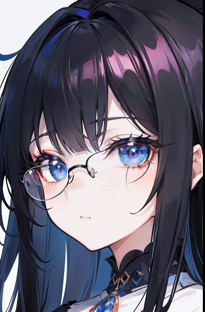Anime girl with blue eyes and glasses looking at the camera - SeaArt AI