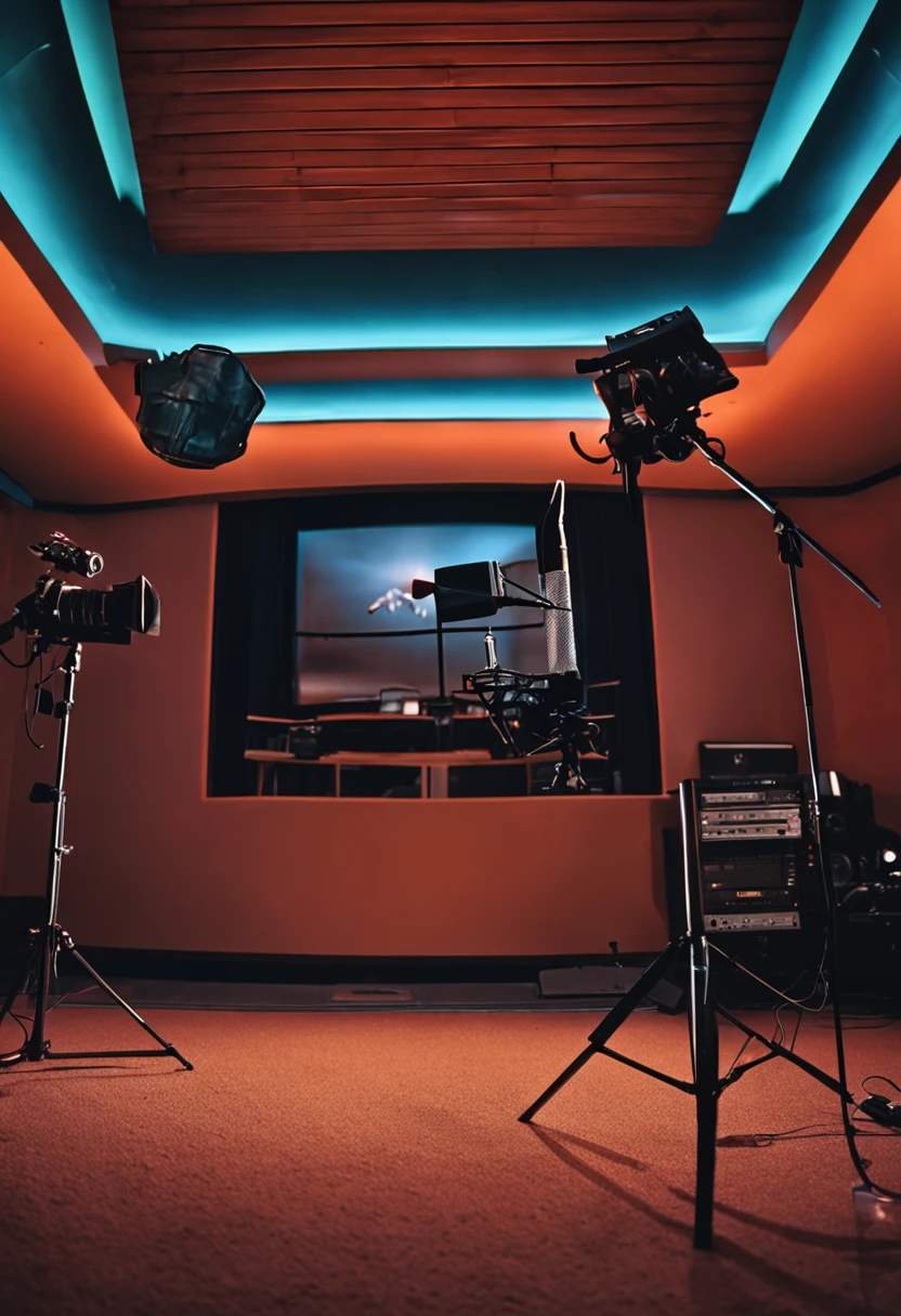 recording room with camera, light and microphone