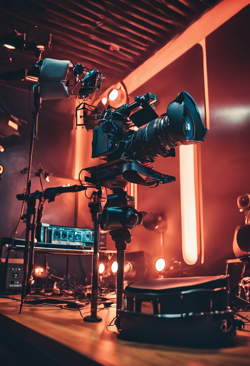 recording room with camera, light and microphone