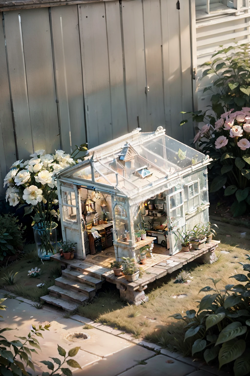 Miniature house,Transparent structure,Garden theme