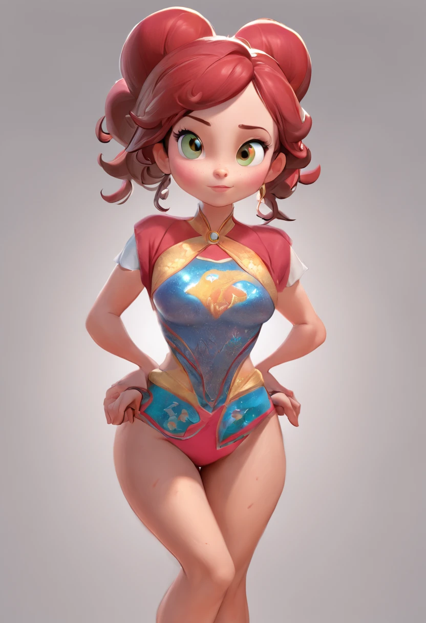 a portrait of woman, At the top of the dragon ::style cartoon, (((Front view))), Disney Pixar style, Cinematic 3D, highly  detailed, Vivid colors (((full bodyesbian))) ::n_Realisticstyle, anime big breast