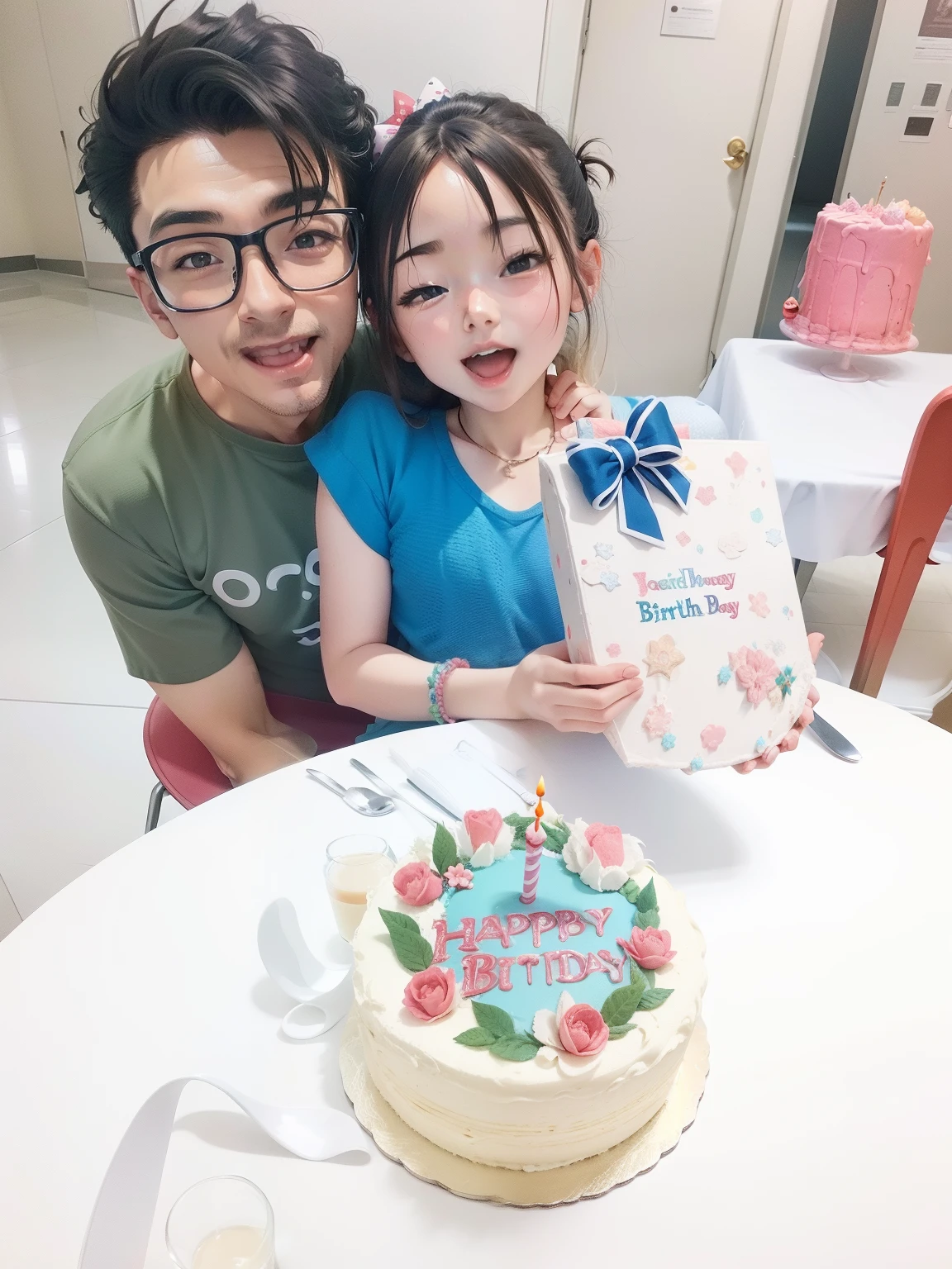 Anime birthday with a birthday cake