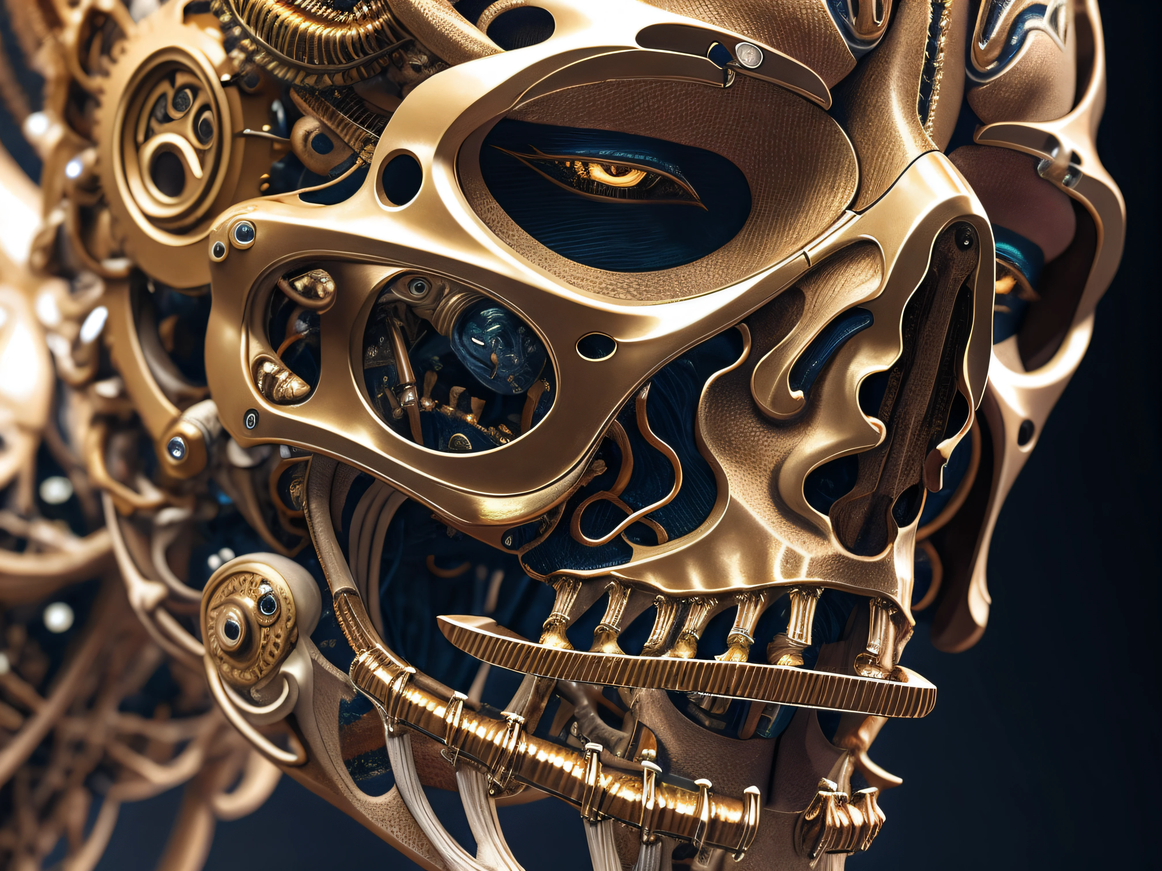 ((Highly Detailed)), ((Masterpiece)), (Photorealistic: 1.4), Futuristic Cyborg Woman, Complex Biomechanical Design, 8K Ultra Realism, Soft Natural Lighting, Neon Highlights, Fine Metal Bone Structure, Iridescent Color Play, Glenn Brown-inspired Artistry, Intricate Facial Muscles and Cables, Hyperrealistic Representation of Fusion

Tags: hands and fingers lifelike, artistic hand poses, futuristic cyborg, biomechanical design, ultra-realistic rendering, neon highlights, intricate metal bone structure, Glenn Brown style, photorealistic masterpiece