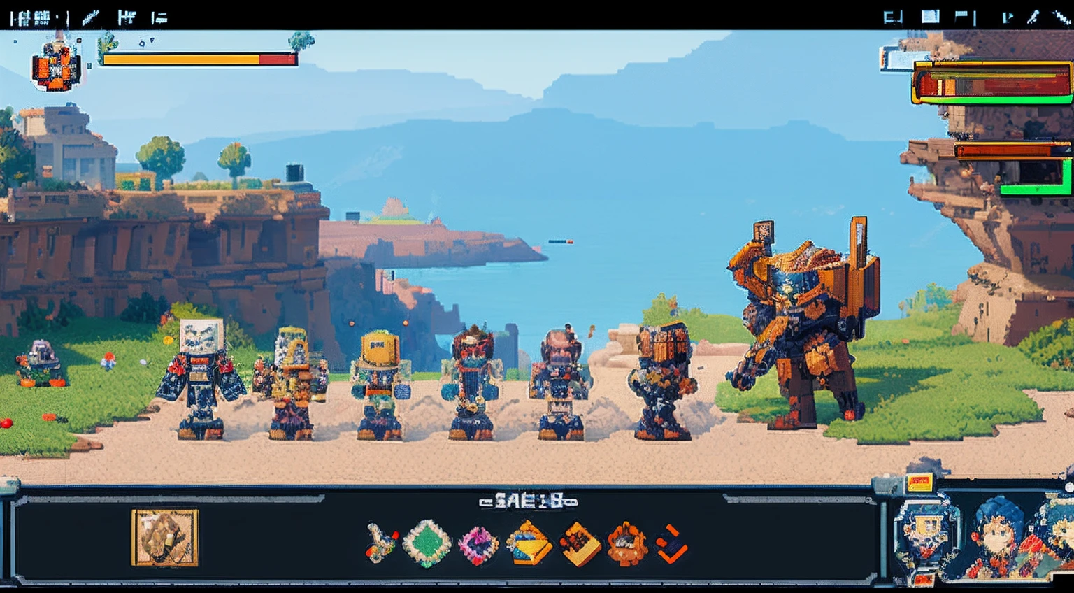 pixel game，character  design，super mecha，All kinds of artillery， Pixel art #pixelart