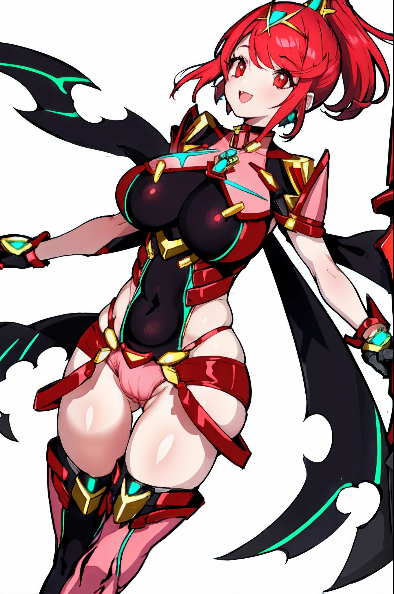 pyra \(xenoblade\), _1girl, loliarmor, bangs, black gloves, breasts, red eyes, light_open_mouth, earrings, eyelashes, fingerless gloves, floating hair, framed breasts, gem, gloves, hair ornament, headpiece, jewelry, big_breasts, leaning back, leotard, neon trim, official art, pose, red hair, red shorts, saitou masatsugu, short hair, short shorts, short sleeves, shorts, sidelocks, skin tight, solo, swept bangs, thighhighs, tiara, fantasy_town_background, turtleneck, underbust, vambraces, xenoblade chronicles \(series\), (xenoblade chronicles 2), (spread_legs:1.1), fire_effect,dynamic_pose,fighting,light_smile, (plump:1.4), big_ass,huge_sword, hold_large_sword_hilt, covered_nipples, (covered_pussy:1.2),cameltoe,back_view, fists,ponytail,plump,beautiful_fingers,(solo:1.1),selfie