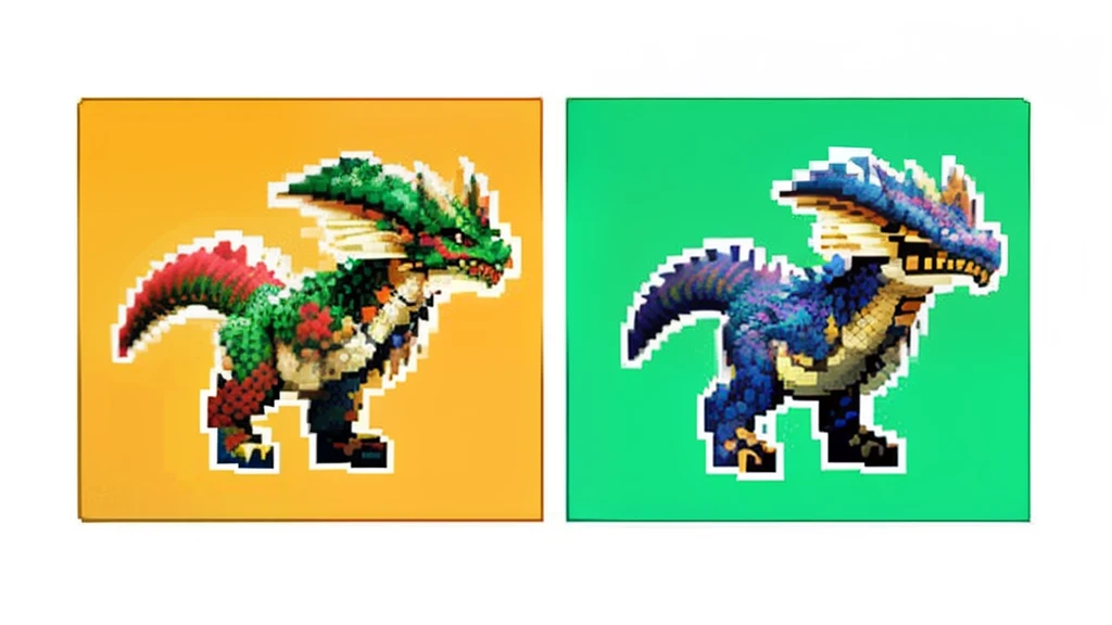 鸟山明风格,Flat pixel games《dragon quest》,Game monster design,(a Oriental Dragons:1.4),Full body like,16-bit pixels