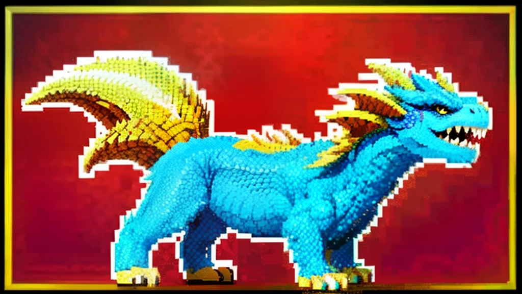 鸟山明风格,Flat pixel games《dragon quest》,Game monster design,(a Oriental Dragons:1.4),Full body like,16-bit pixels