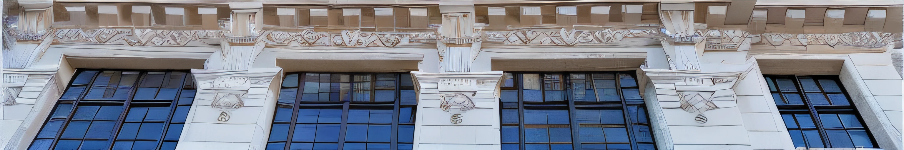 Hay muchas ventanas en este edificio con un reloj en la parte superior, Architectural detail, Symmetrical detail, Detalles ornamentados, symmetrical details, Detalles ornamentados, Architectural detail, Arquitectura detallada, Hermosos detalles esculpidos, ornamentation, Alto detalle, detalle aleatorio, Muy adornado, Detailed classical architecture, Highly detailed stonework, ALTO NIVEL DE DETALLE, Architecture carved for a titan