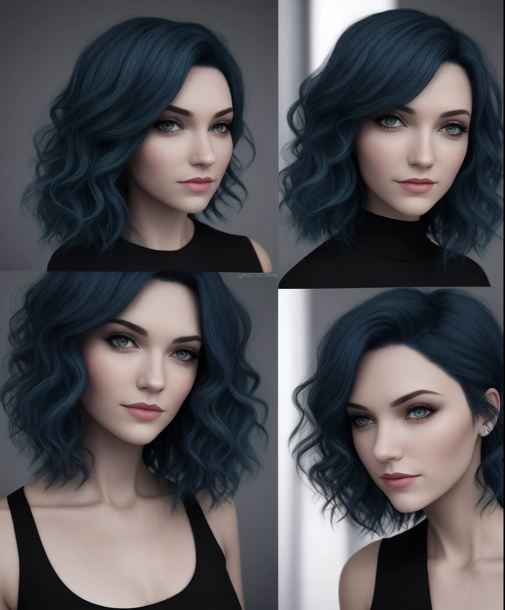 Realistic Realistic Gwen Blue Hair Curly Hair