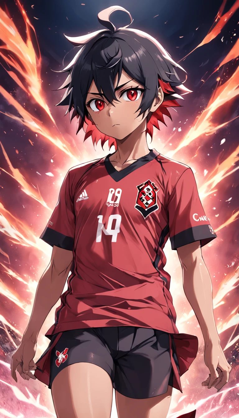 Gabigol do flamengo em estilo anime , camisa do flamengo sem deformidades , Standard scenario , olhar fixo , imagens sem deformidades , rosto sem deformidades , camisa do flamengo sem deformidades , melhor qualidade total