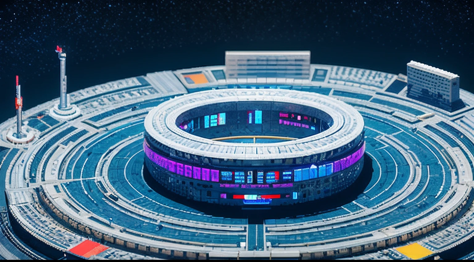 pixel game,scenography,Future sci-fi ring space city, Pixel art #pixelart
