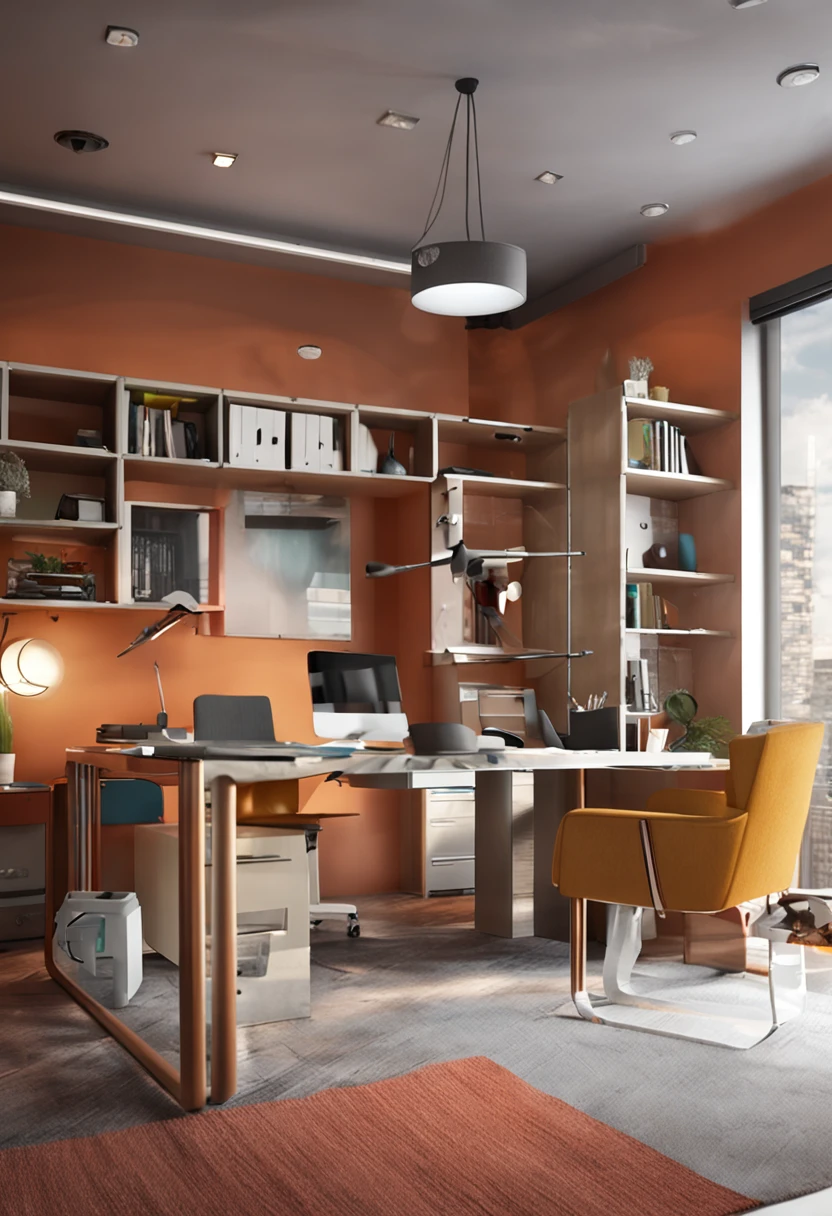 Create an office with planned furniture and an ultra modern concept