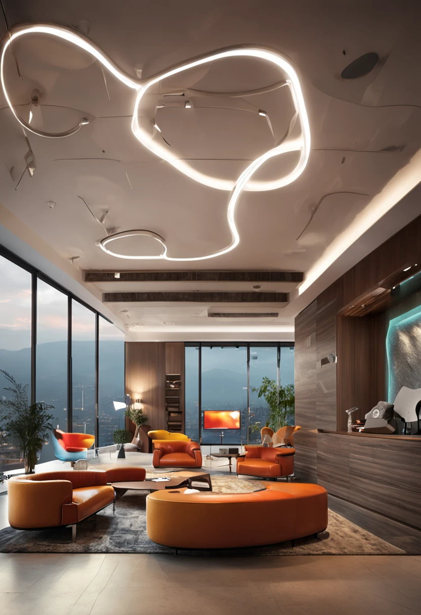 Create an office with planned furniture and an ultra modern concept