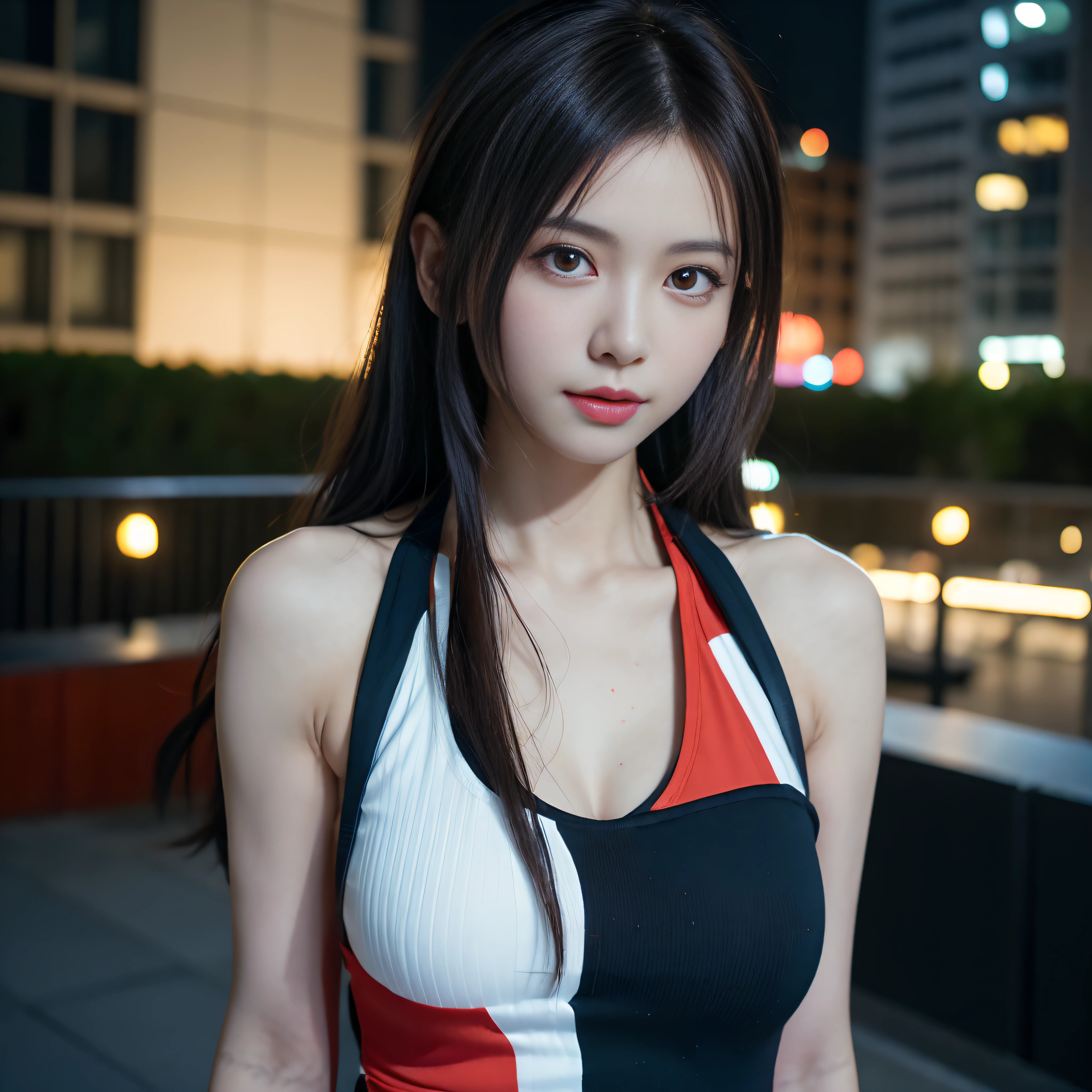 Highly detailed CG Unity 8K wallpapers，top Quority，Super detailed，tmasterpiece，realisticlying，photograph realistic，Very detailed cute girl，19 age old，musculature，Microabs，Round eyes，peeping at the viewer，Be red in the face，parted lip，Half-body shooting，
track suit ， gym room，black fishnet stocking 