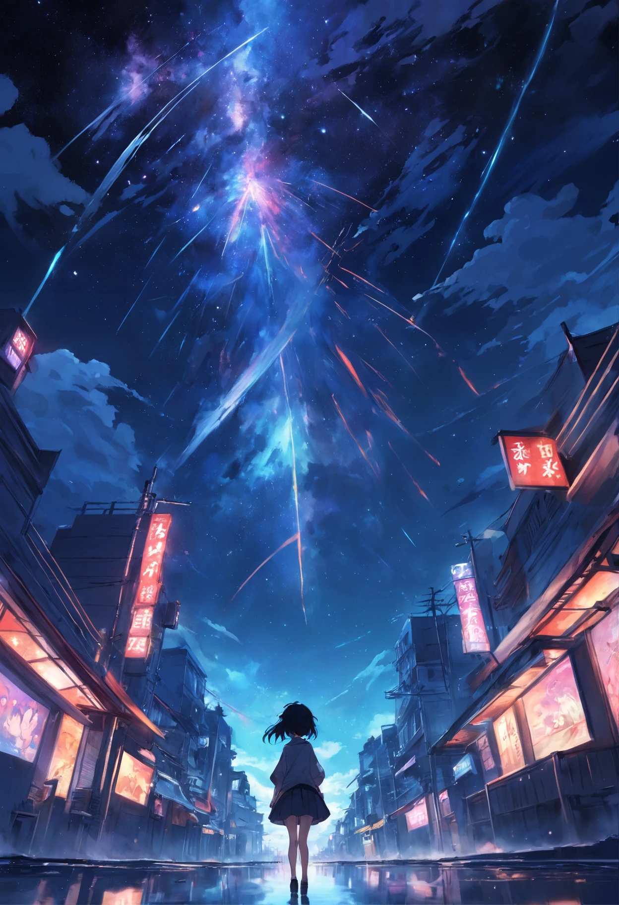 Masterpiece, Anime Quality, Drawing, Night Sky, Comet