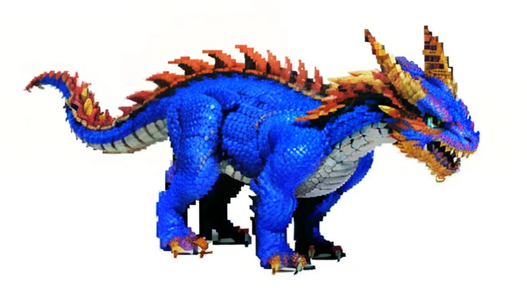 鸟山明风格,Flat pixel games《dragon quest》,Game monster design,(Western Dragon:1.4),Full body like,16-bit pixels