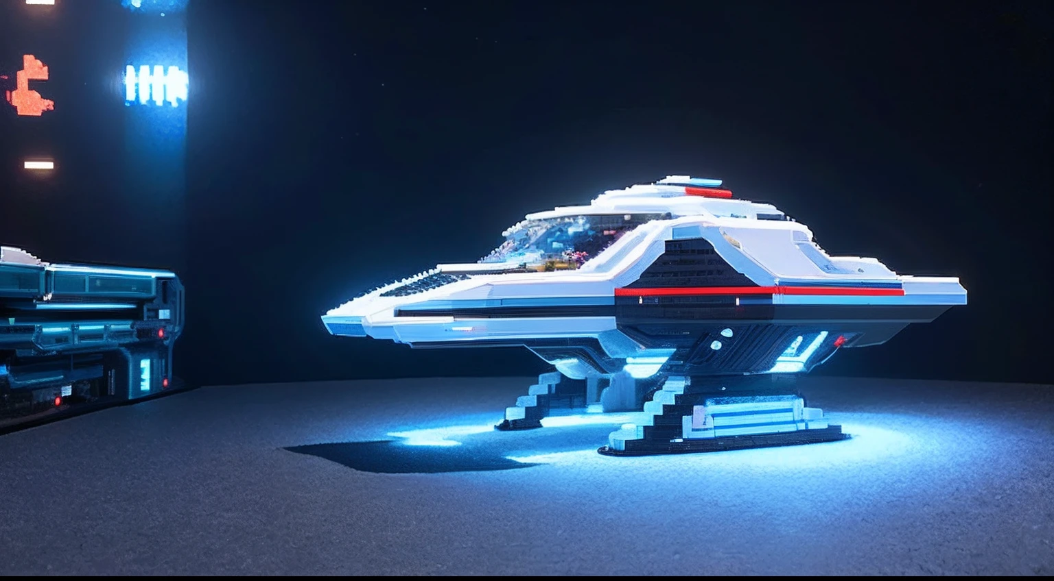 pixel game,scenography,Future sci-fi spaceship, Pixel art #pixelart