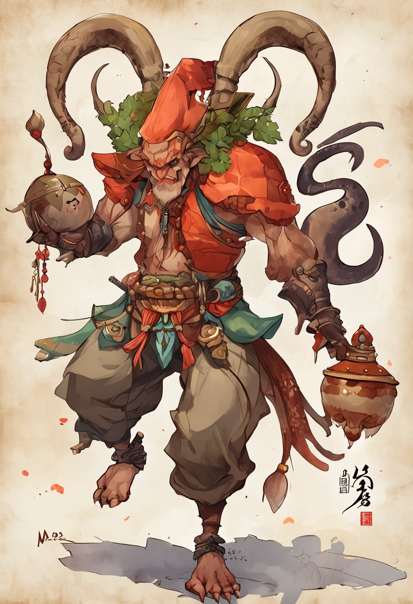 ((top-quality))、((tmasterpiece))、((Full body photo of a male ant anthropomorphic))、((very simple background))、(Game character design)、Mushroom anthropomorphic monsters、(Ant body merge with the body,)、luminous body、Beastman、Ornaments with muslim motifs、独奏、Fighting posture