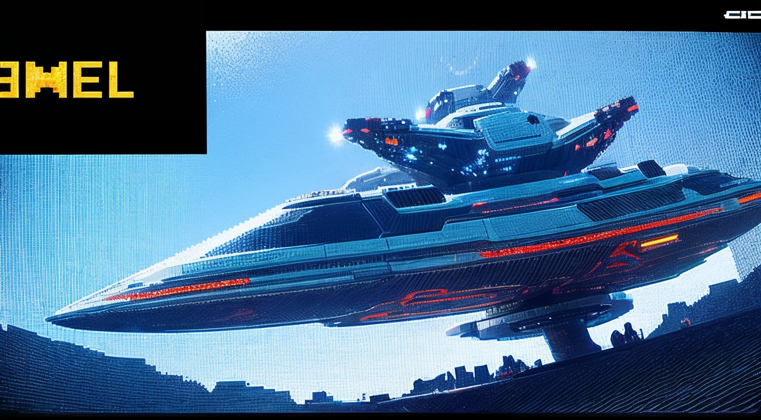pixel game,scenography,Future sci-fi spaceship, Pixel art #pixelart