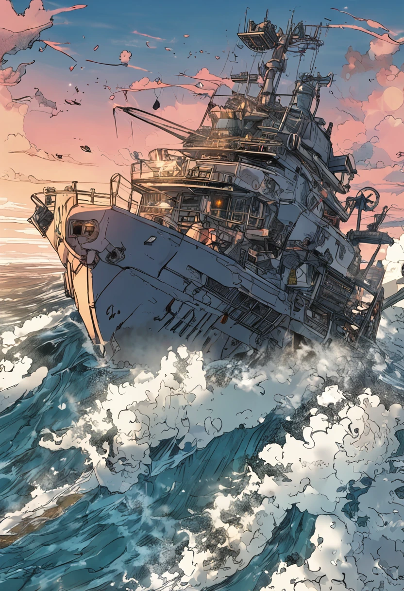 There was a giant robot drinking sewage water and a boat, Album art, concept art 2022, 2 0 2 3, 2023, anime still film anime shikishi, Official artwork, 2 0 2 4, 2024, 2 0 2 2, 2022, 2 0 2 1 anime, japanese vfx