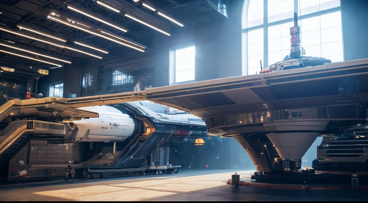 pixel game,scenography,Future sci-fi spaceship, Pixel art #pixelart