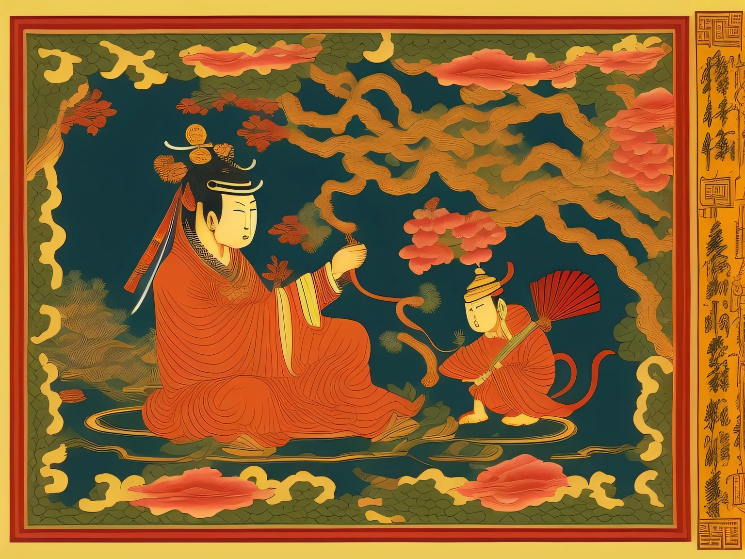 Chinese mythology and stories，Inspired by the classics of the mountains and the sea，A monkey has four ears